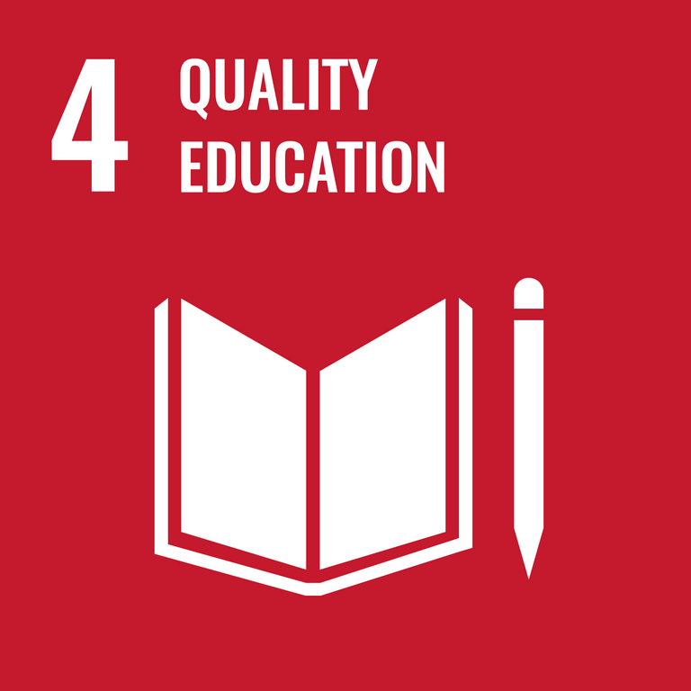<b>SDG4 – HOCHWERTIGE BILDUNG</b><br>Inklusive, gleichberechtigte und hochwertige Bildung gewährleisten und Möglichkeiten des lebenslangen Lernens für alle fördern